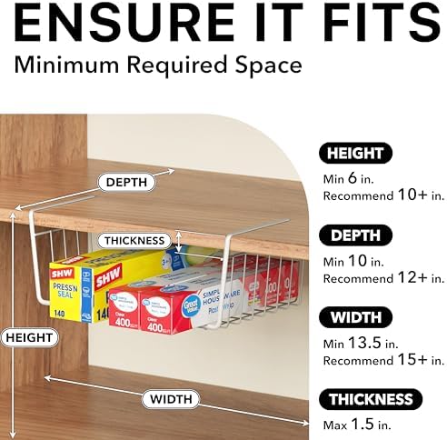 Simple Houseware 6PK Under Shelf Basket - Image 3