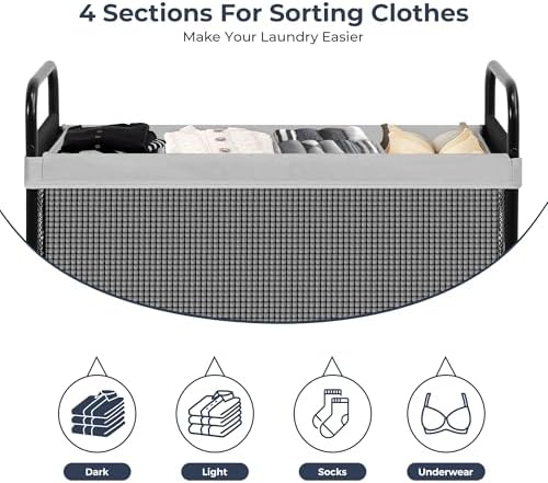 STO STO Laundry Hamper 4 Section, 140L Rolling Laundry Sorter Cart - Image 6