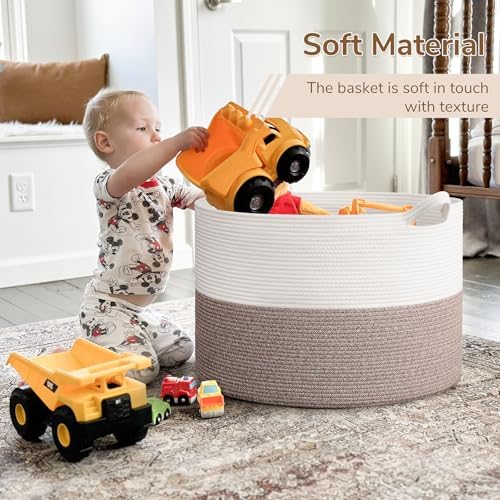 INDRESSME 115L Extra Large Woven Rope Blanket Basket Living Room - Image 6