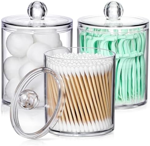 3 Pack Acrylic Qtip Holder Dispenser by AOZITA