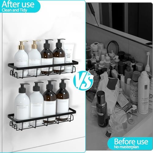 Shower Caddy Organizer with Hooks, Self Adhesive Bathroom Shelves, No Drilling - Image 6