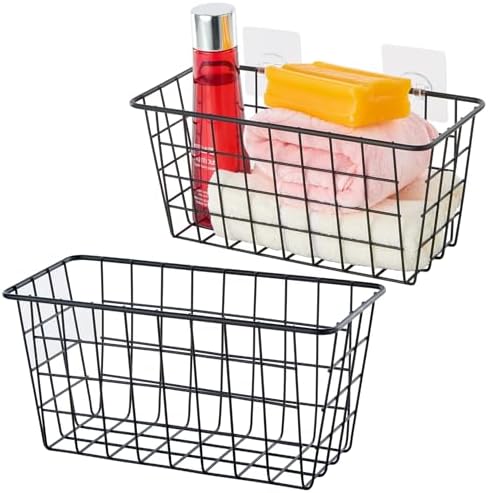 JUNCHU CHERRY 2 Pack Hanging Storage Basket, Bathroom Basket, Household Goods by JUNCHUCHERRY