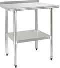 HARDURA Stainless Steel Table Prep Work Table 30 x 36 Inches NSF Heavy Duty Commercial with Undershelf and Backsplash for Food Prep