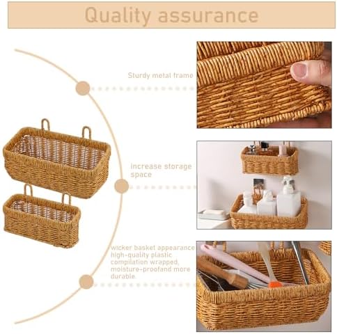 2 pack Wall Hanging Baskets for Storage Square Woven Hanging Basket - Image 5