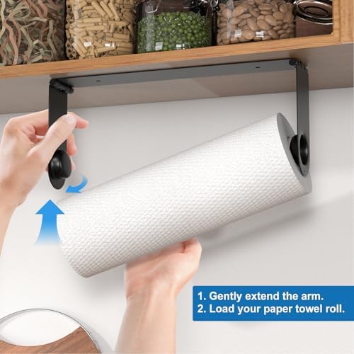 2026 Upgraded Paper Towel Holder Under Cabinet, Adhesive Wall Mount Paper Towel - Image 2
