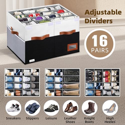 Supowin Large Shoe Organizer for Closet, Foldable Shoe Storage Bin - Image 4