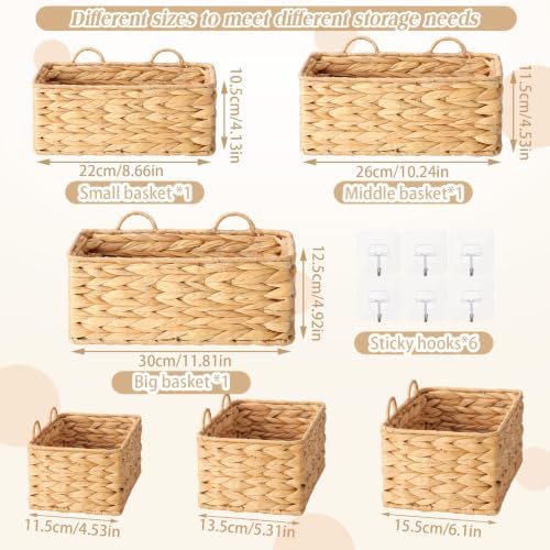 3 Pcs Wall Hanging Baskets, Water Hyacinth - Image 2