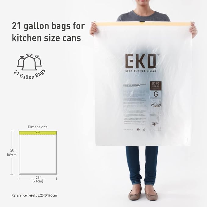 EKO 21 Gallon / 50-90 Liter, Drawstring Trash Bags, Extra-Strong Unscented - Image 6