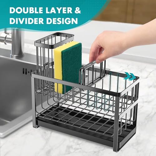 Sinnsally Kitchen Sponge Holder, Sink Caddy Organizer - Image 4