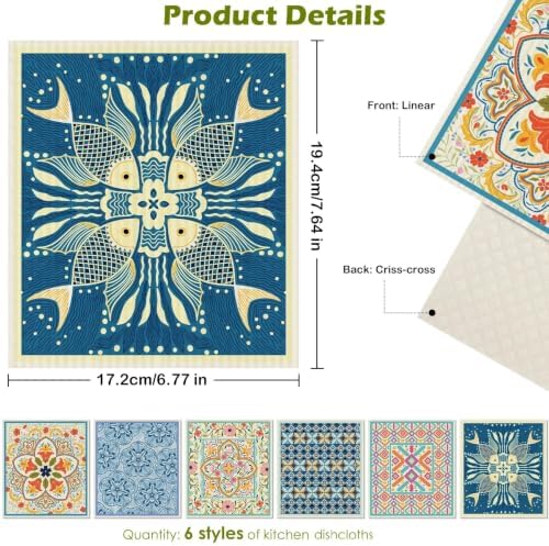 6 Pcs Swedish Paper Cloths for Kitchen, Reusable Paper Towels Washable - Image 2