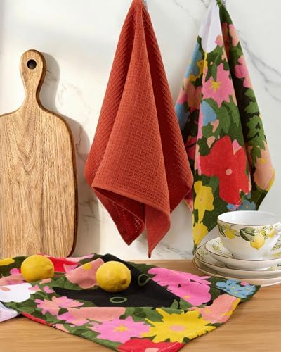 Miss Adola 3pcs 270GSM Cotton Kitchen Towels, Cats in Flowers - Image 5
