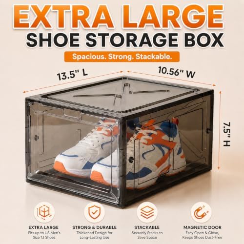 Translucent Black Shoe Storage Boxes, 2026 2nd Gen Thickened Hard Plastic - Image 2