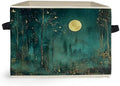 Dark Enchanted Forest Full Moon Storage Box Bins, Mystical Moonlit Night Forest by Unknown