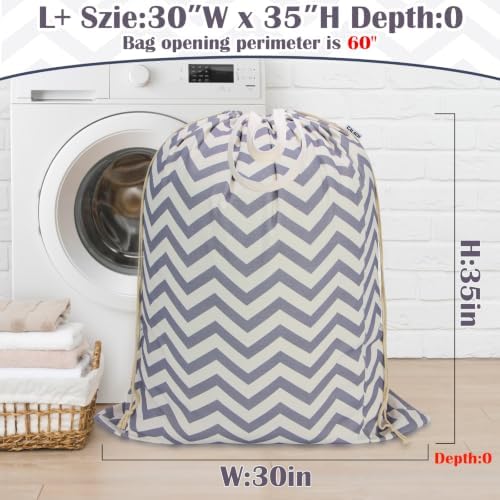 Canvas Laundry Bag with Handles & Drawstring 30"Wx35"H, L+ Geom Wave - Image 2