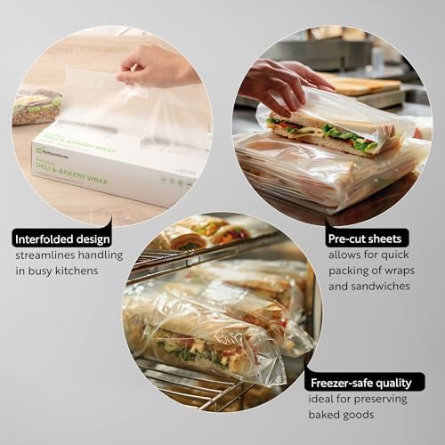Restaurantware Plastic Food Wraps 1000 Pack of 10.75" x 12" Pre-Cut Clear - Image 3