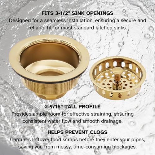 Westbrass A214-01 3-1/2" Post Style Large Kitchen Sink Basket Strainer - Image 4