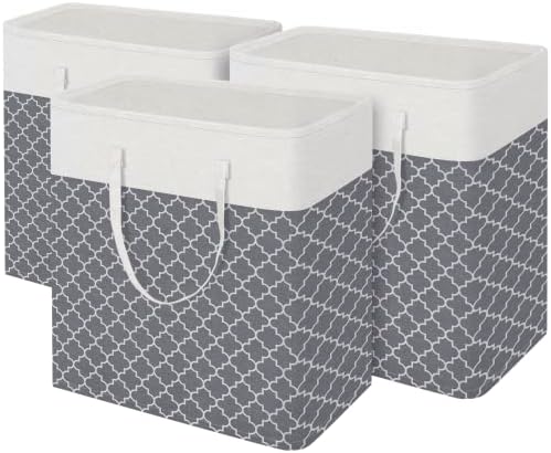 BlissTotes 3-Pack Laundry Basket, Laundry Hamper, Light Grey by BlissTotes