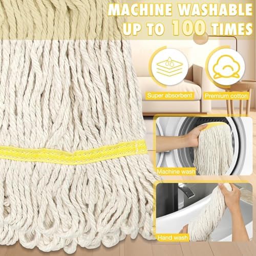 Looped End Commercial Industrial Cotton Mop Replacement Head, 2 Pack - Image 3