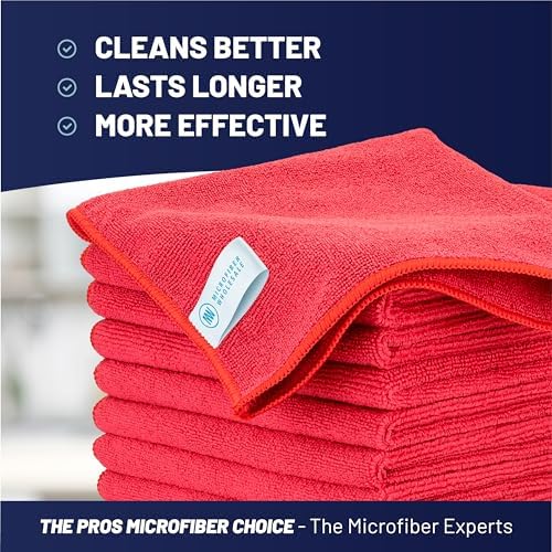 MW Pro Microfiber Cleaning Cloth | Red | Size 16" x 16" | All Purpose - Image 2