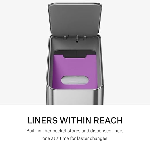 simplehuman Slim Step Can, 9L / 2.4 Gallon Primary Bathroom Trash Can, Liner - Image 4