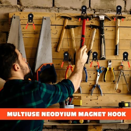 Landhoow 14 Pcs Large Magnetic Hooks Heavy Duty Garage Magnet Hooks Strong - Image 3