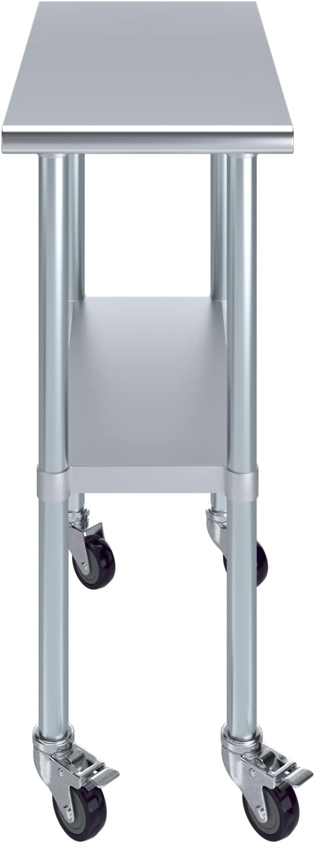 AmGood 15" Long x 30" Deep Stainless Steel Table with Casters