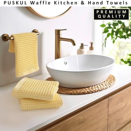 PÜSKÜL Natural 100% Turkish Cotton Waffle Hand and Kitchen Towels Set of 3 - Image 5