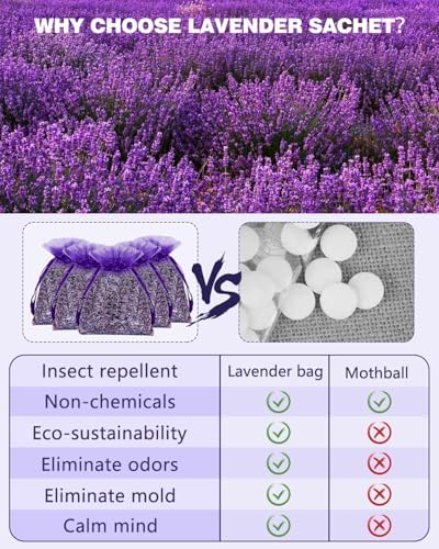 20 Pack Lavender Sachet Bags, 100% Natural French Dried Lavender Sachets - Image 3