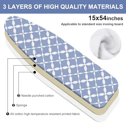 Boho Ironing Board Cover and Pad 15x54 Inch, 100% Cotton Surface Heavy Duty - Image 2