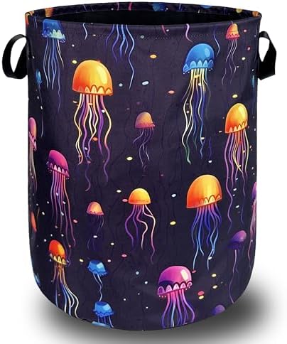 Jellyfish Laundry Basket Oxford Cloth Foldable Hamper 18.9x16.5 Inch by SELIONLIKN