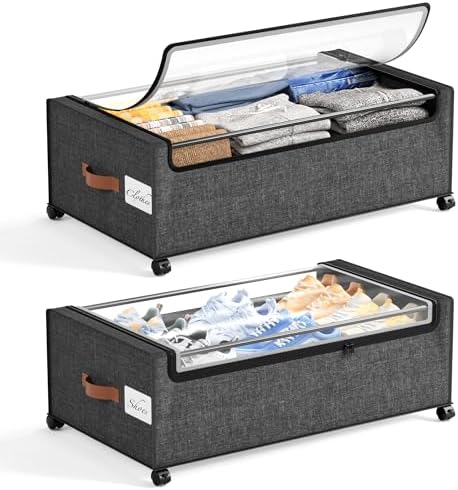 Yecaye 95L Under Bed Storage Containers, Fits 11" Under Bed, 2 Pack by Yecaye