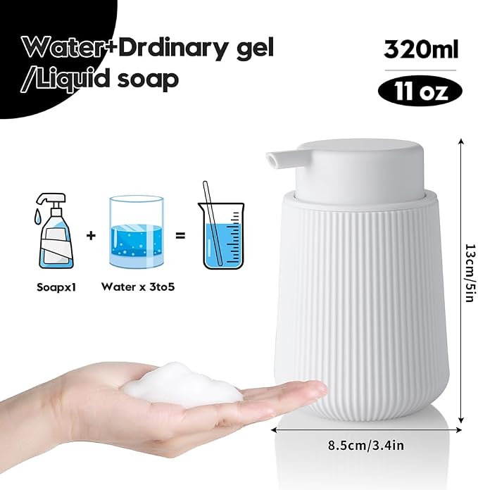 YAUKPH Striped Foaming Hand Soap Dispenser White | - Image 2