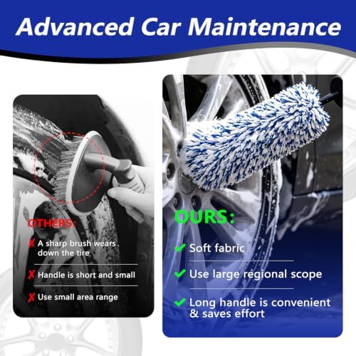 OJJ 2026 New 2pcs Long Handle Microfiber Wheel Brush Car Duster Exterior - Image 4