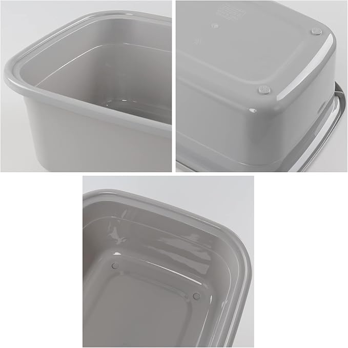 Sandmovie 18 Quart Plastic Dish Basin, Shallow Plastic Sink Basin, 3 Packs, Grey