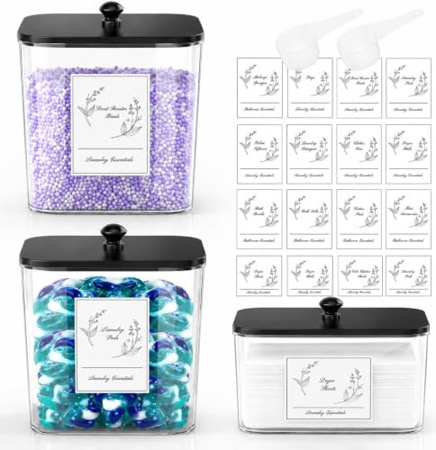 COAZEX 3 Pack Laundry Pods Containers & Dryer Sheet Holder by COAZEX