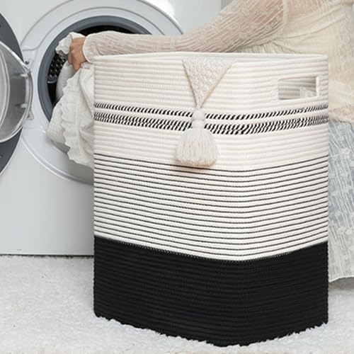 80L Large Cotton Rope Laundry Basket - Image 5