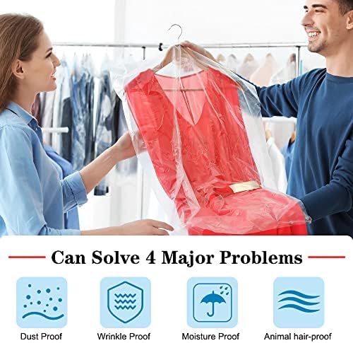 BEISHIDA 120PCS 35.5 Inch Plastic Garment Bag-Plastic Clear Dry Cleaner Laundry - Image 3