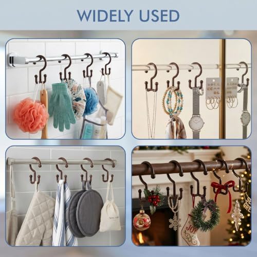 Bathway Brown Shower Curtain Hooks, 12 Plastic Double Shower Curtain Rings - Image 6