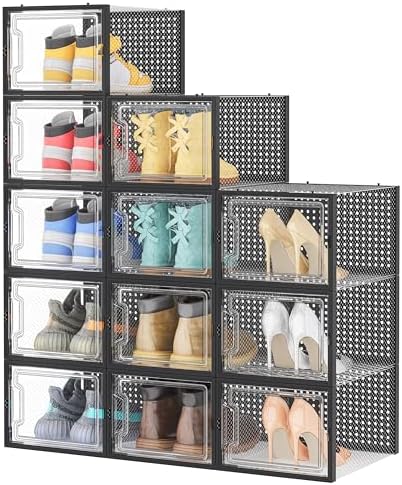 HOMIDEC XL Clear Shoe Storage Boxes, Stackable Shoe Organizer by DecorateYourHome