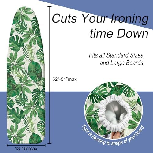 Floral Ironing Board Cover and Pad 15x54 Inch, 100% Cotton Surface Durable Iron - Image 5
