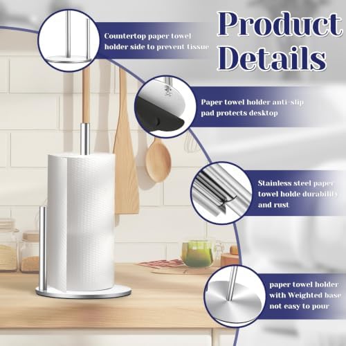 Black Paper Towel Holder, Countertop Paper Towel Holder - Image 3