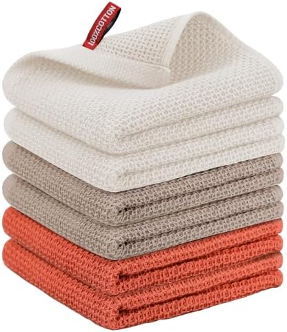 Nialnant 6 Pack Kitchen Towels 100% Cotton Waffle Weave by Nialnant