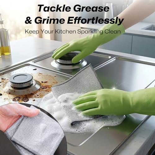 12Pcs 3-Layer Silver Wire Dish Cloths, Non-Scratch Reusable Kitchen Cleaning - Image 2