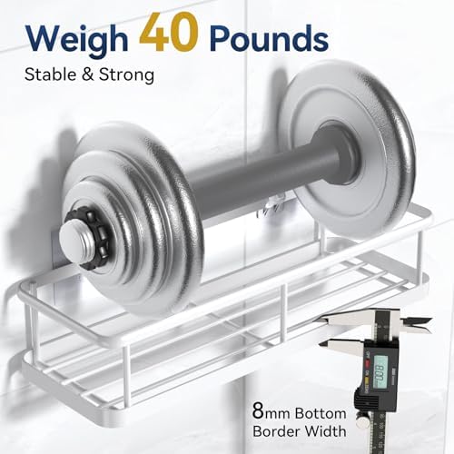 YASONIC Shower Caddy Adhesive, Rustproof Shower Organizer, Large Capacity - Image 3