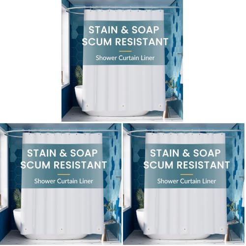 Titanker White Shower Curtain Liner 72 x 72 Plastic Shower Liner Washable by Titanker