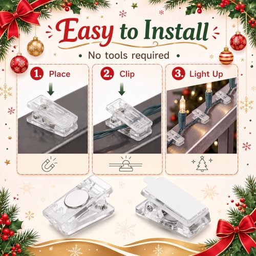 Yalikop 100 Pack Magnetic Christmas Light Clips Bulk Extra Strong Magnetic - Image 5