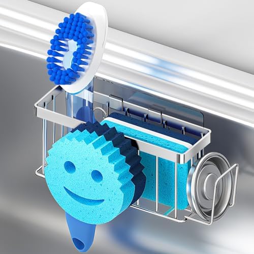 MURLONG Sponge Holder for Kitchen Sink, Sink Caddy Smiley Face, 4-in-1 Sponge by MURLONG