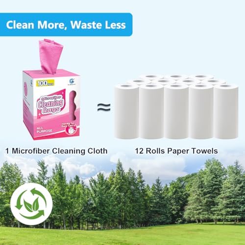 GLIMGLINT Microfiber Cleaning Cloth 100 Pack, Reusable Paper Towels 11 x 9 - Image 6