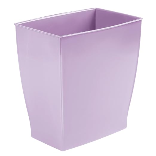 iDesign Small Plastic Bathroom Trash Can, Slim Rectangle Purple | - Image 6