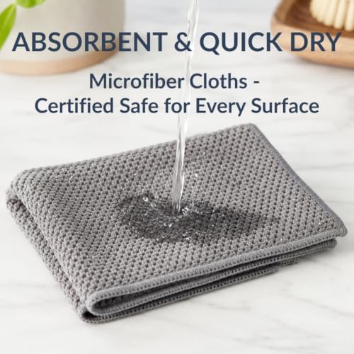 Solyra Non-Toxic Microfiber Kitchen Cleaning Cloths, 6 Pack, 12 x 12 in - Image 4